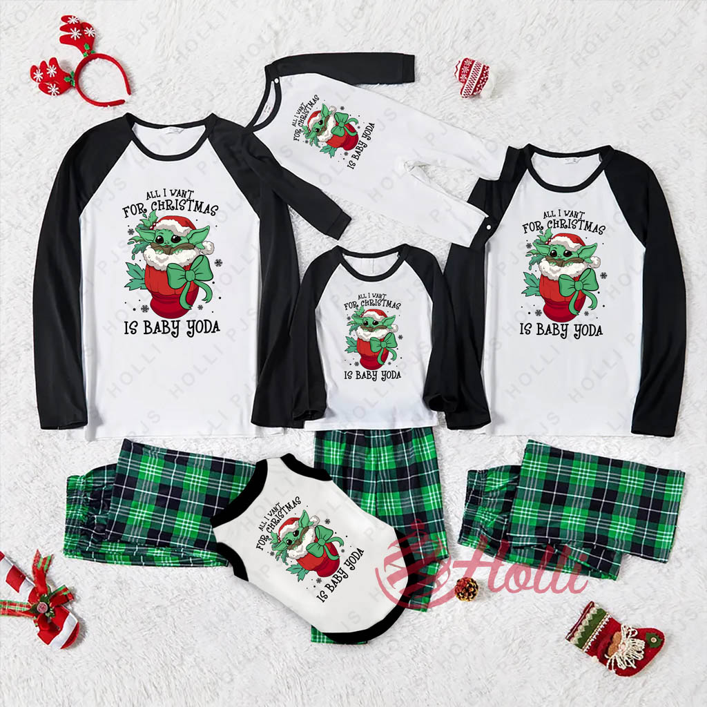 All I Want For Christmas Is Baby Yoda Family And Dog Christmas Pajamas