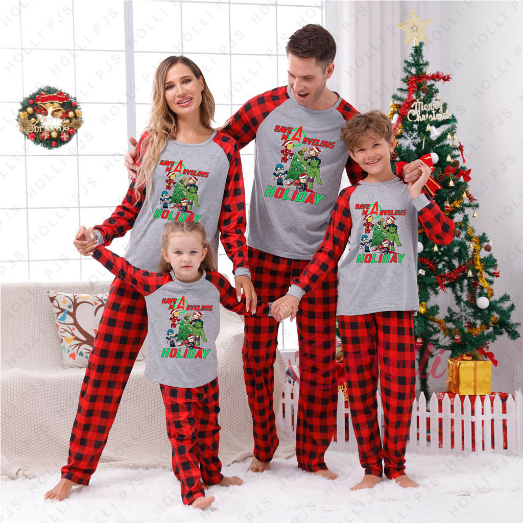 Avengers Have A Marvelous Holiday Matching PJs With Dog