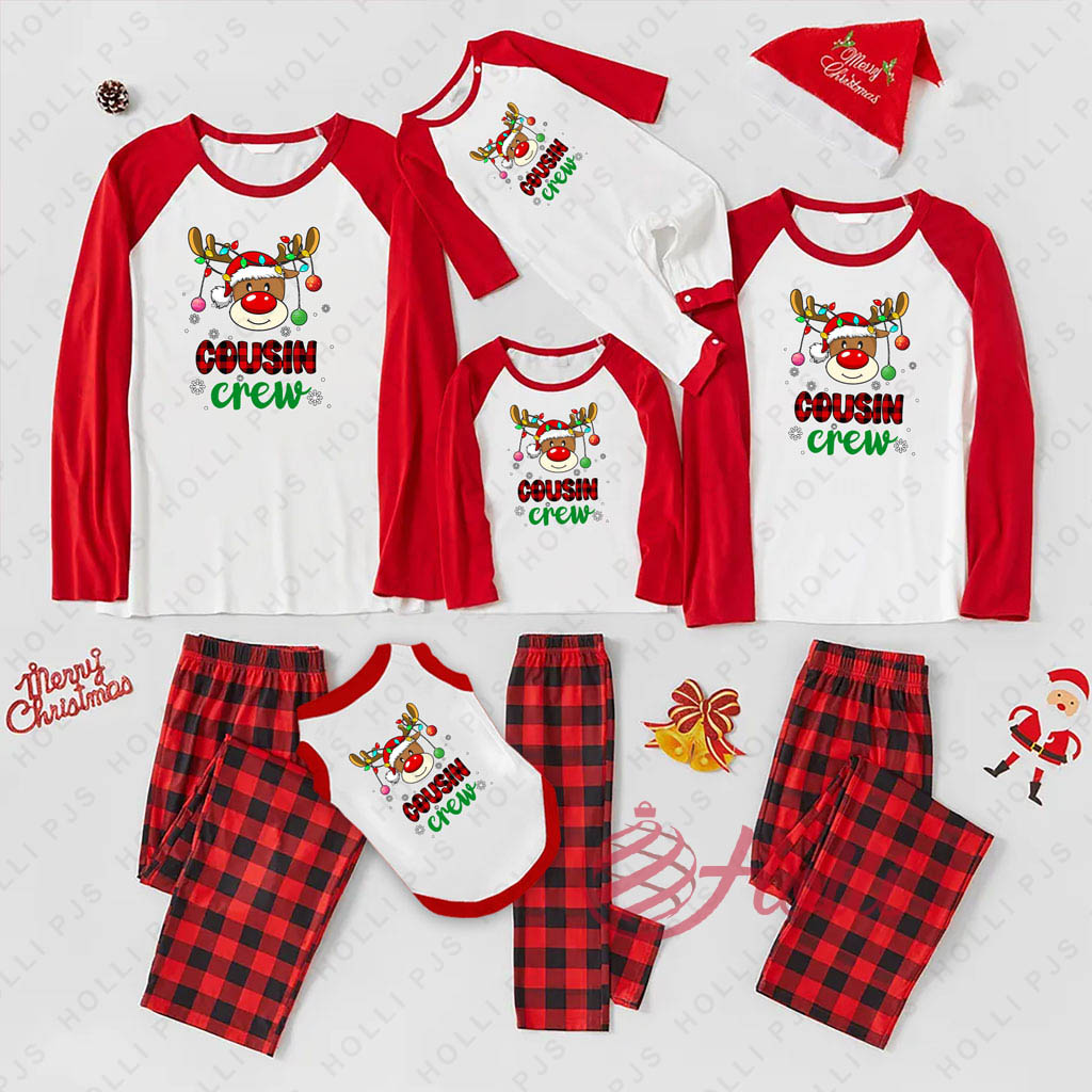 Awesome Pretty Reindeer Light Cousin Crew Matching Pajamas Sets