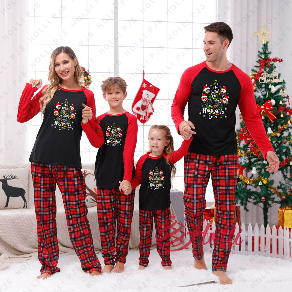 Christmas Tree Chibi Harry Potter And Friends Matching Christmas Pajamas With Dog