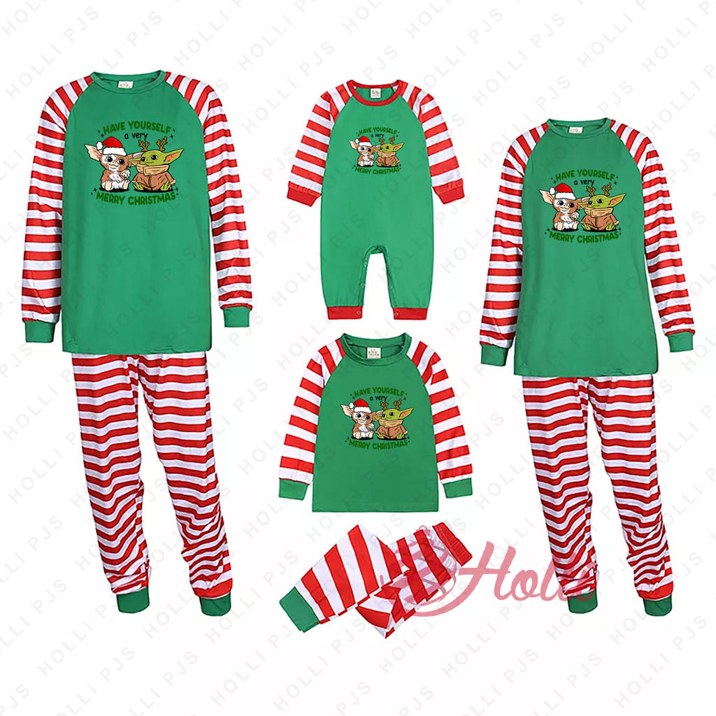 Cute Baby Yoda and Gizmo Couple Christmas Pajamas