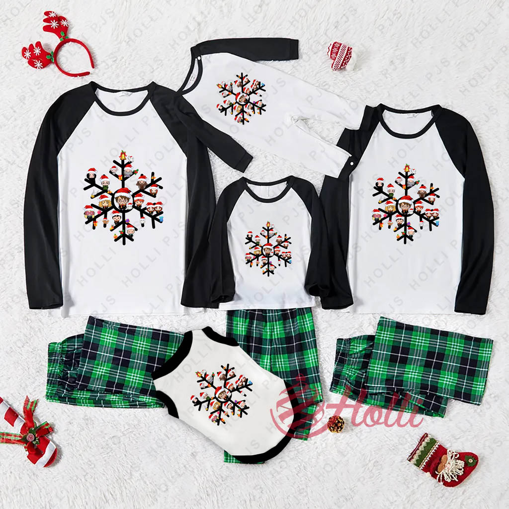 Cute Couple Christmas Pajamas Happy Potter And Friends Snowflake