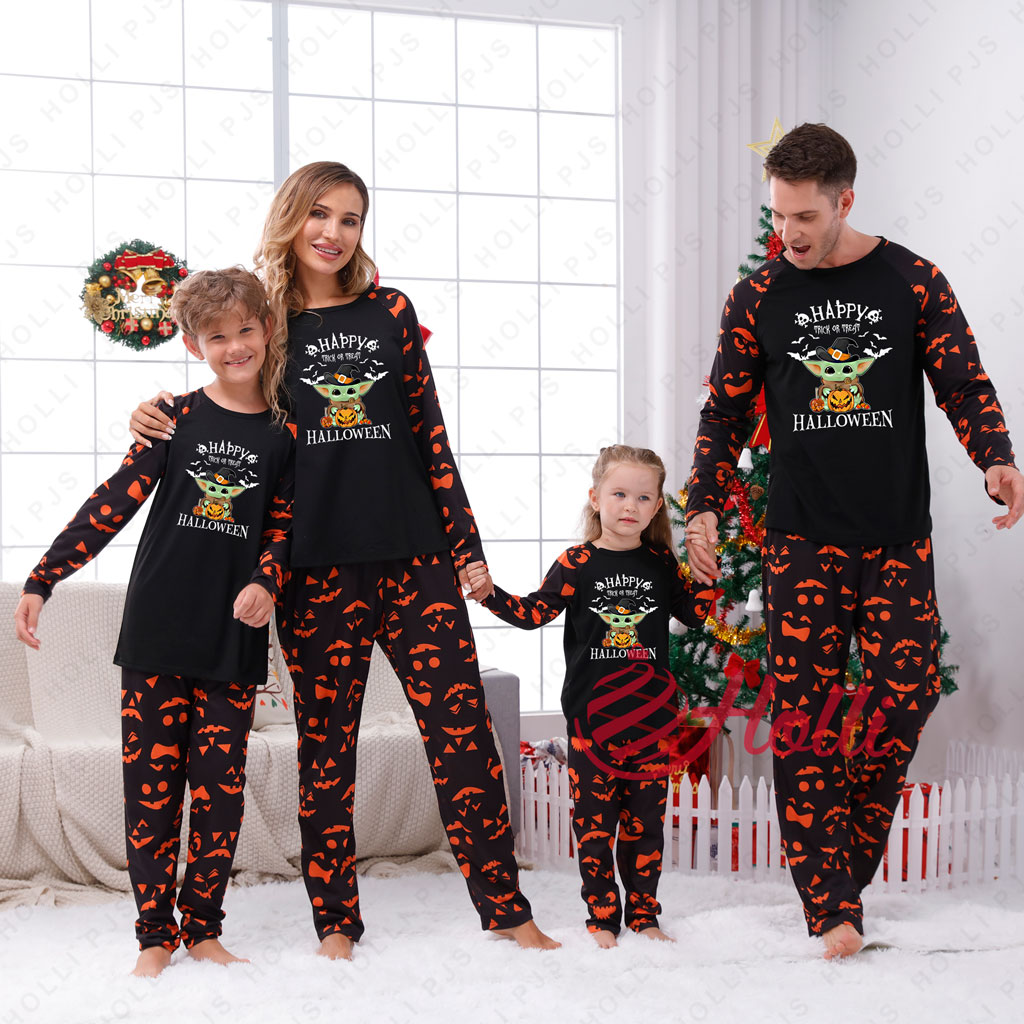 Baby Yoda Trick Or Treat Happy Halloween Star Wars Matching Halloween Pajamas Family