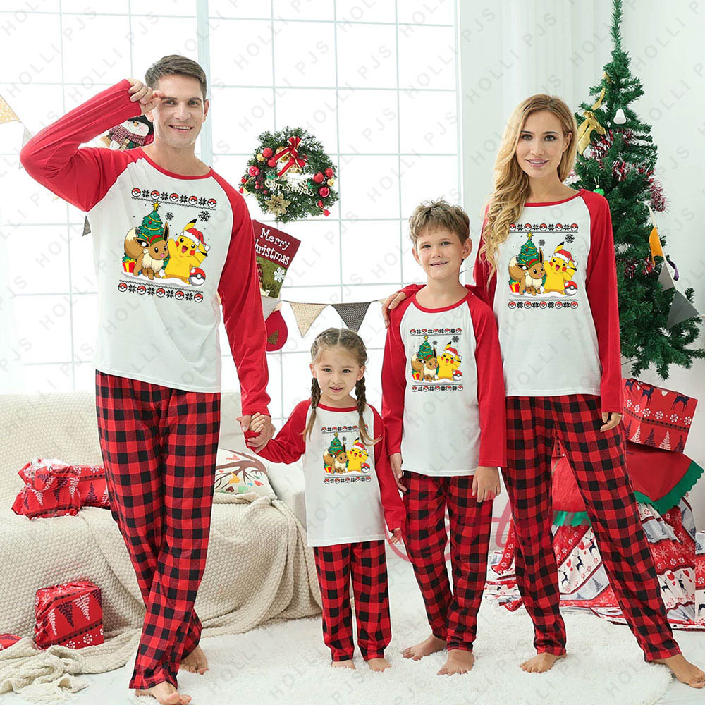 Cute Eevee Pokemon Matching Family And Dog Christmas Pajamas